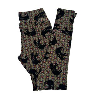 LuLaRoe Black Indian Tribal Bear Tan Brown Caveman Drawings Leggings One Size OS